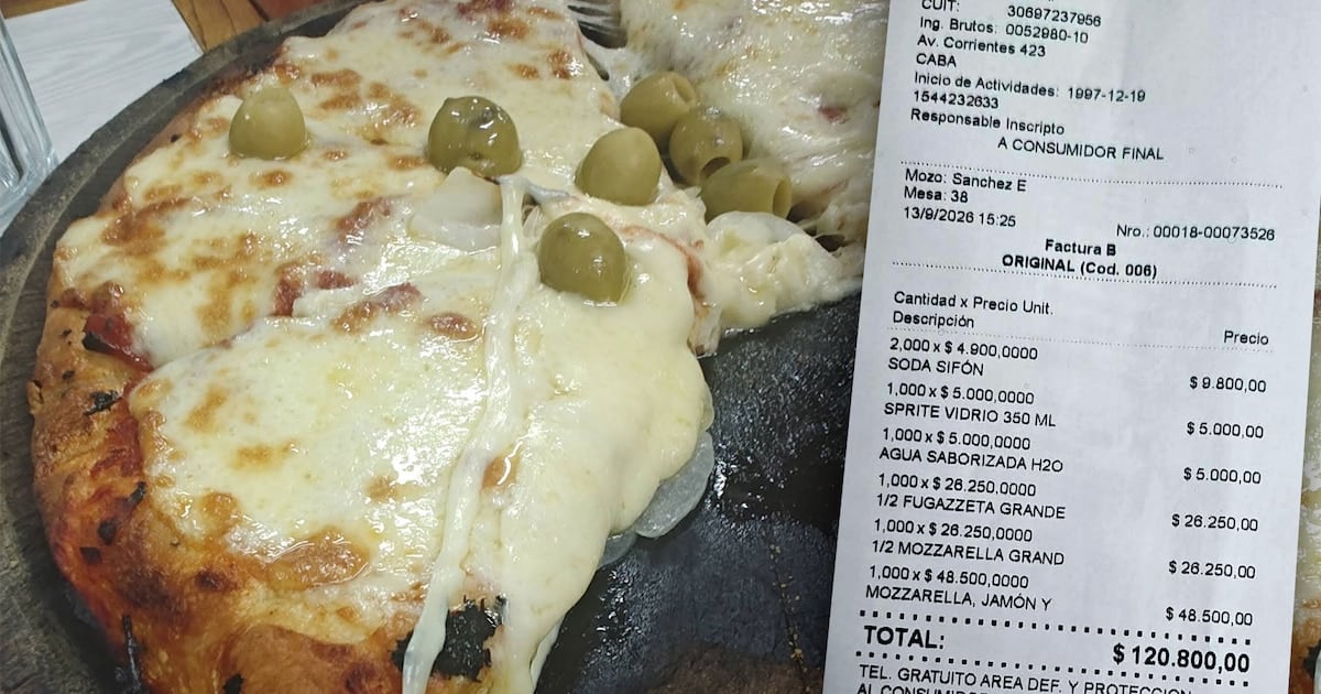 Una salida a una pizzería clásica de Buenos Aires: cuánto se pagó por dos mitades grandes, una pizza con jamón y cuatro bebidas sin alcohol